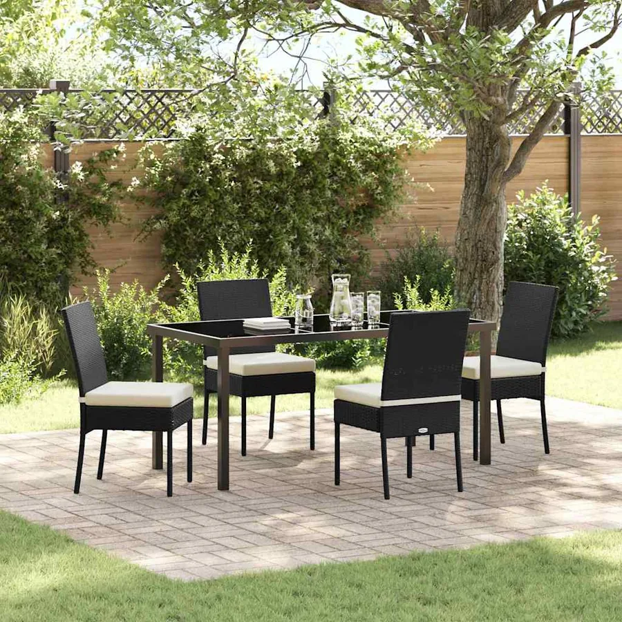 Ensemble de salle à manger pour jardin 5 pcs Noir