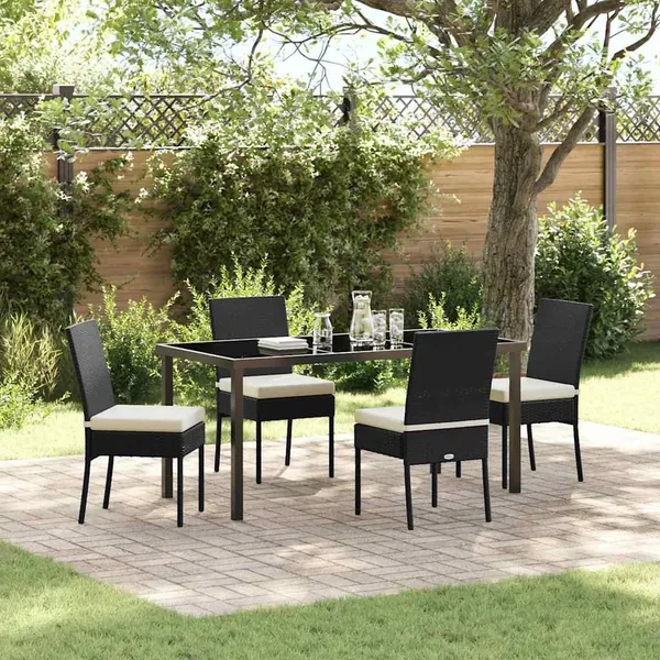 Ensemble de salle à manger pour jardin 5 pcs Noir