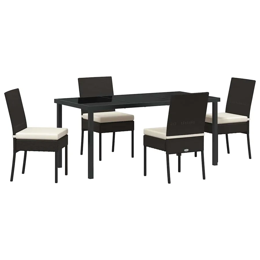Ensemble de salle à manger pour jardin 5 pcs Noir - 2