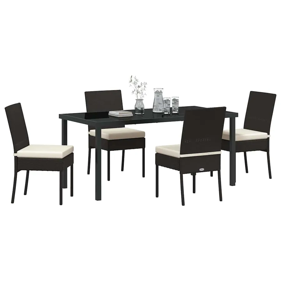 Ensemble de salle à manger pour jardin 5 pcs Noir - 3