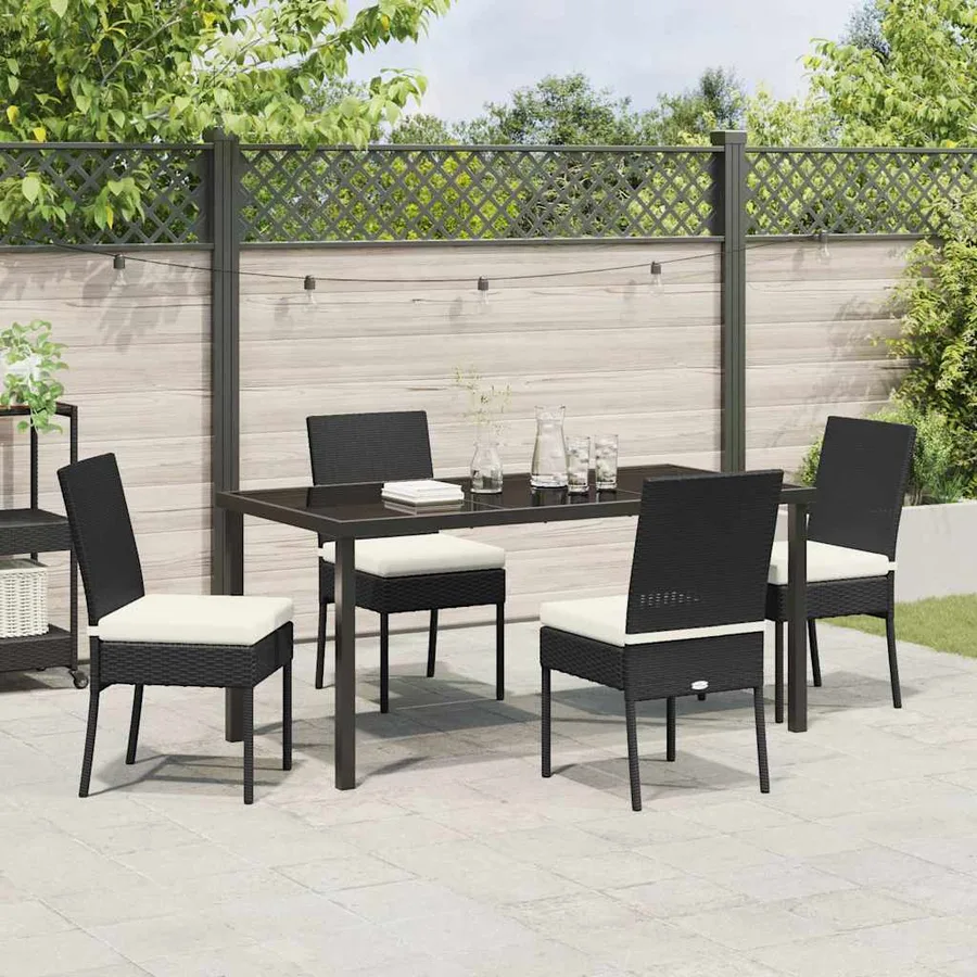 Ensemble de salle à manger pour jardin 5 pcs Noir - 4