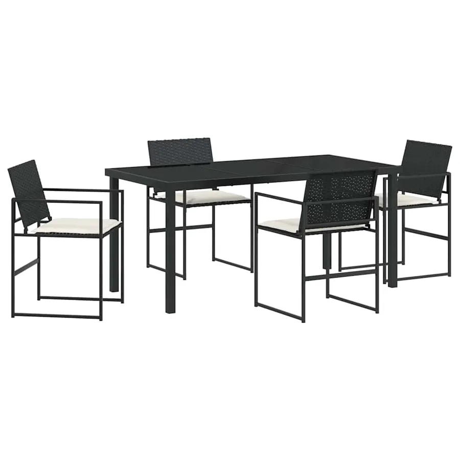 Ensemble de salle à manger pour jardin 5 pcs Noir et Crème - 2