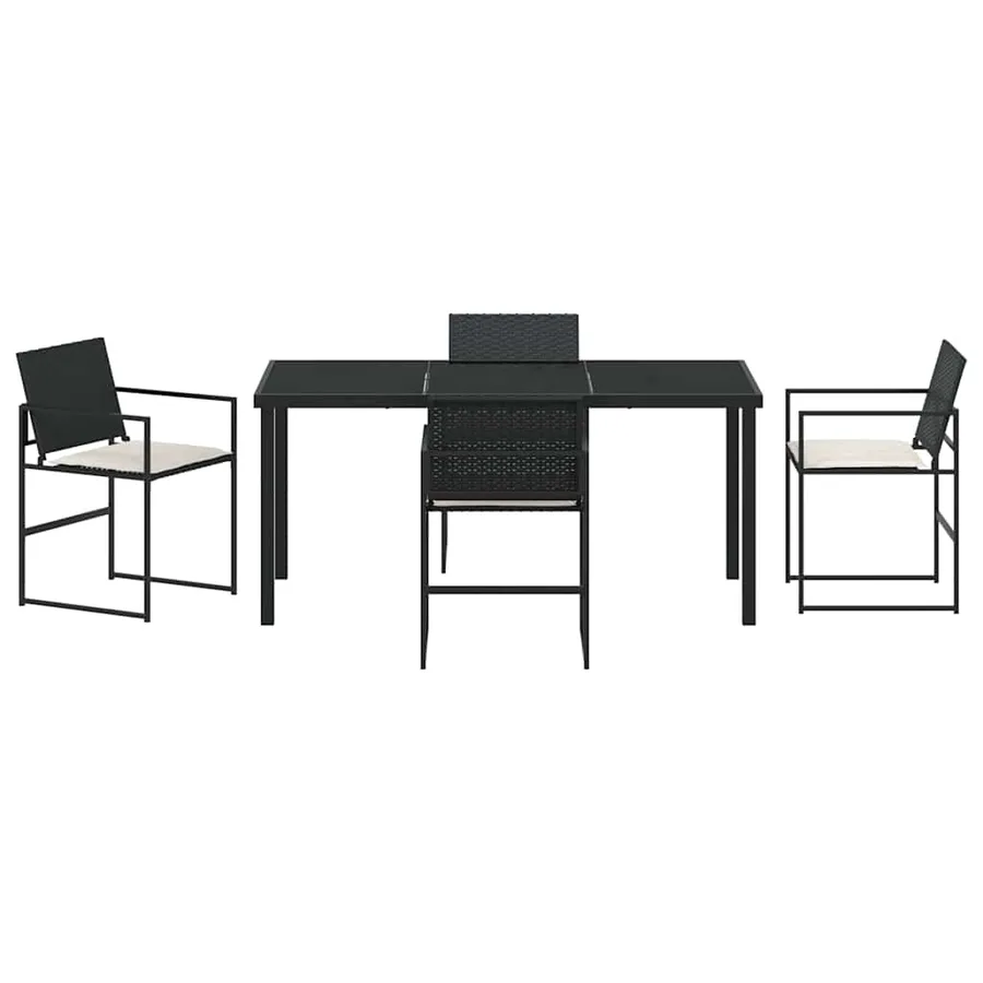 Ensemble de salle à manger pour jardin 5 pcs Noir et Crème - 7