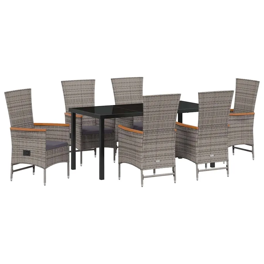 Ensemble de salle à manger pour jardin avec coussin 7 pcs Gris - 2