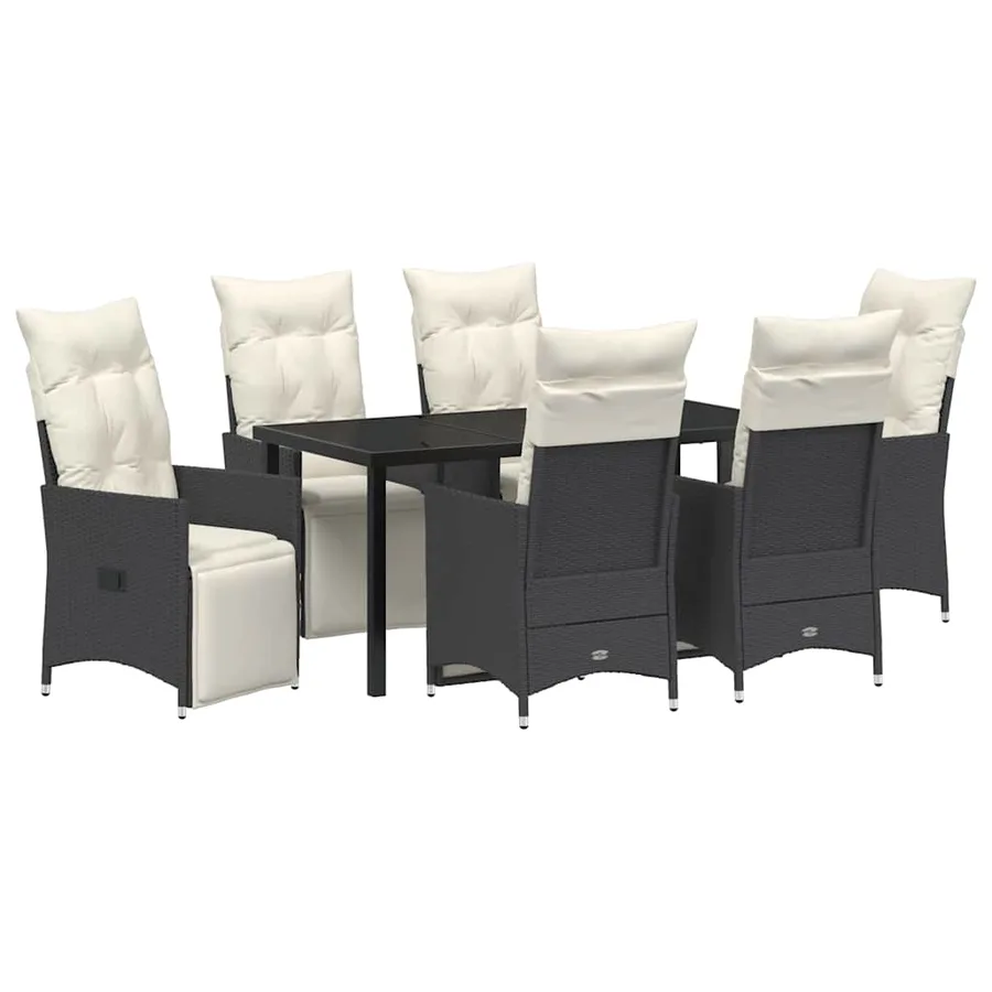 Ensemble de salle à manger pour jardin 7 pcs Noir polyrotin - 2