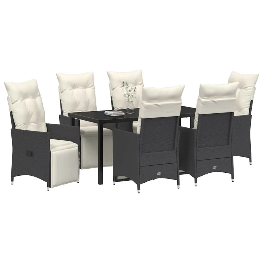 Ensemble de salle à manger pour jardin 7 pcs Noir polyrotin - 3