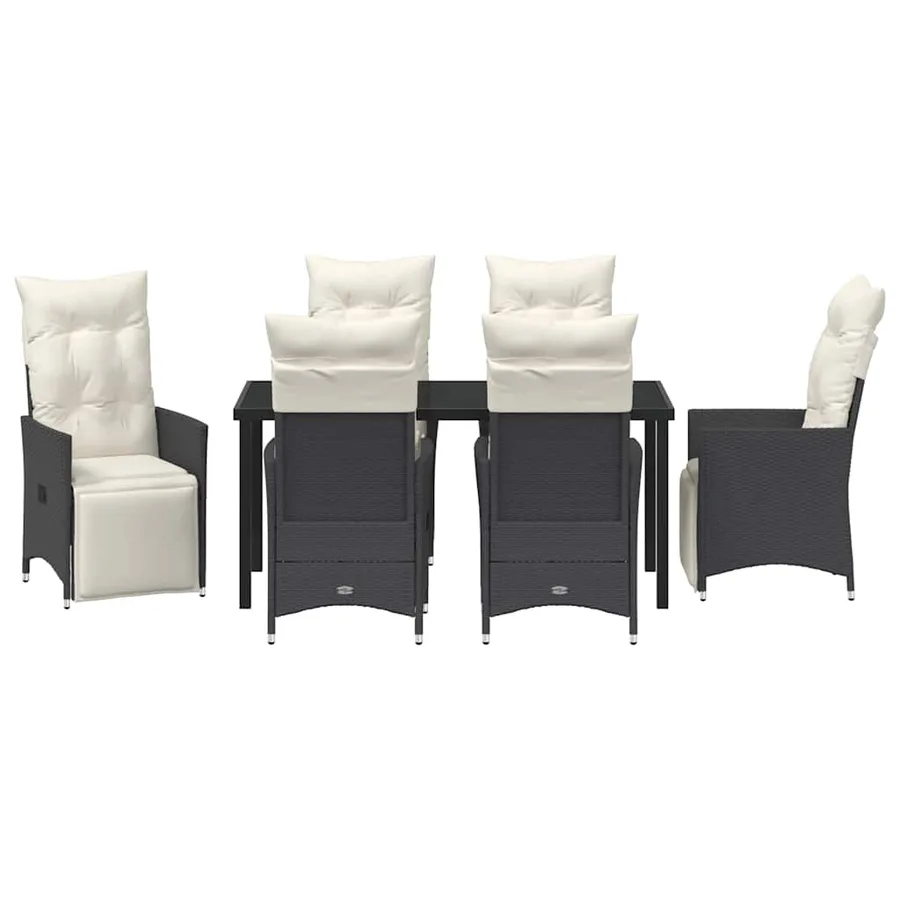 Ensemble de salle à manger pour jardin 7 pcs Noir polyrotin - 7