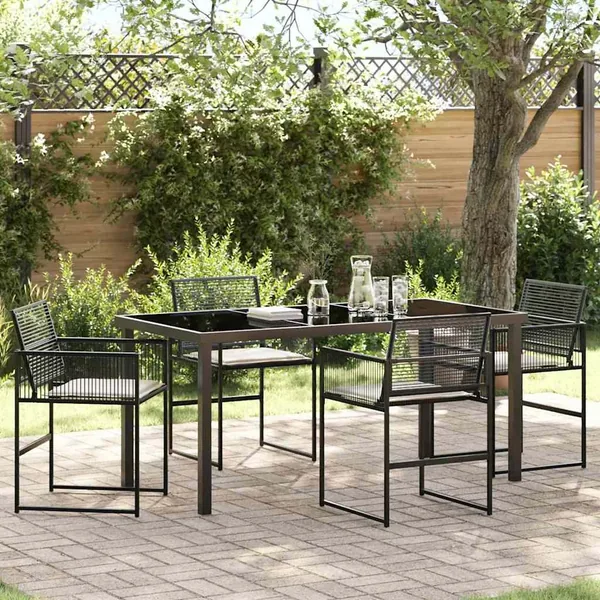 Ensemble de salle à manger pour jardin 5 pcs Noir polyrotin