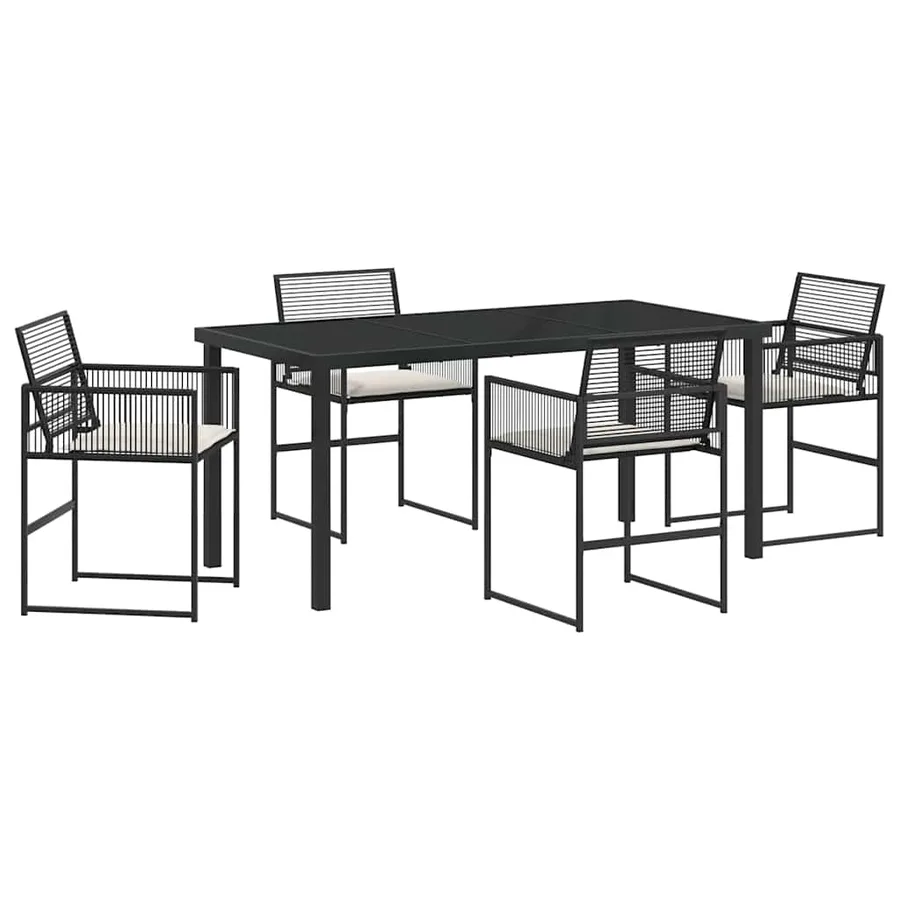 Ensemble de salle à manger pour jardin 5 pcs Noir polyrotin - 2