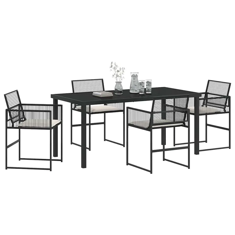 Ensemble de salle à manger pour jardin 5 pcs Noir polyrotin - 3