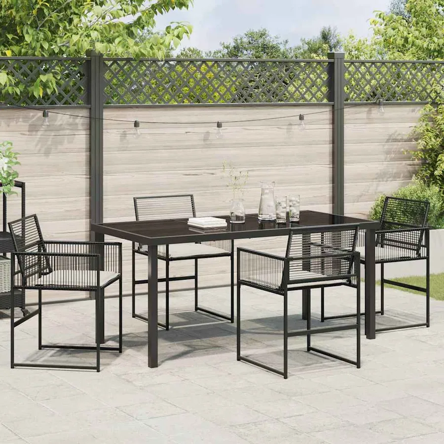 Ensemble de salle à manger pour jardin 5 pcs Noir polyrotin - 4