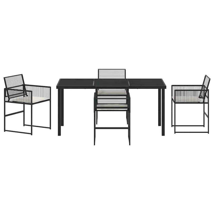 Ensemble de salle à manger pour jardin 5 pcs Noir polyrotin - 7