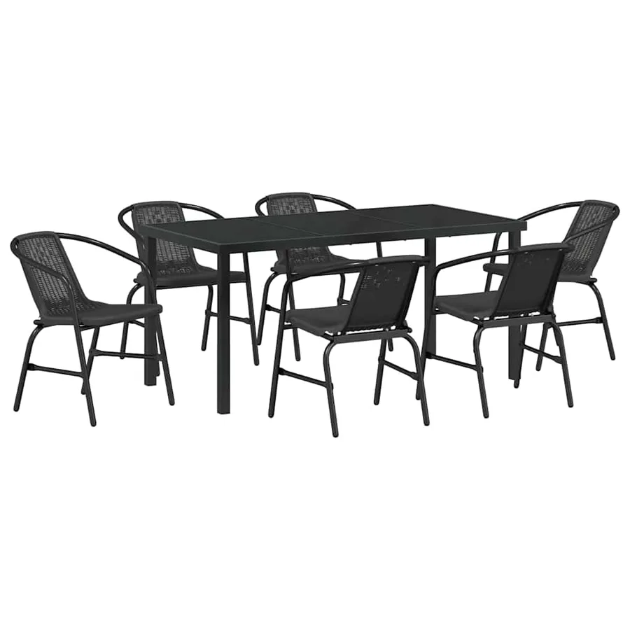 Ensemble de salle à manger pour jardin 7 pcs Noir - 2