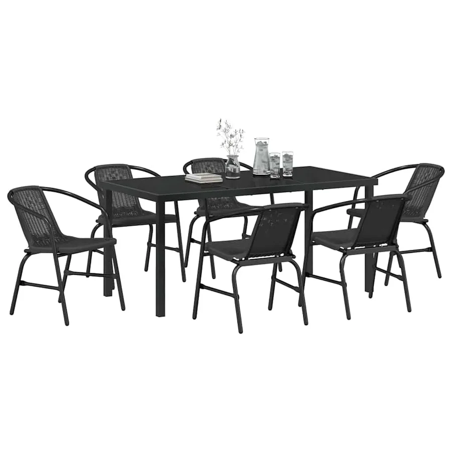 Ensemble de salle à manger pour jardin 7 pcs Noir - 3