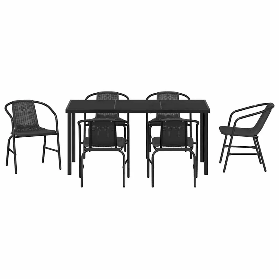 Ensemble de salle à manger pour jardin 7 pcs Noir - 7