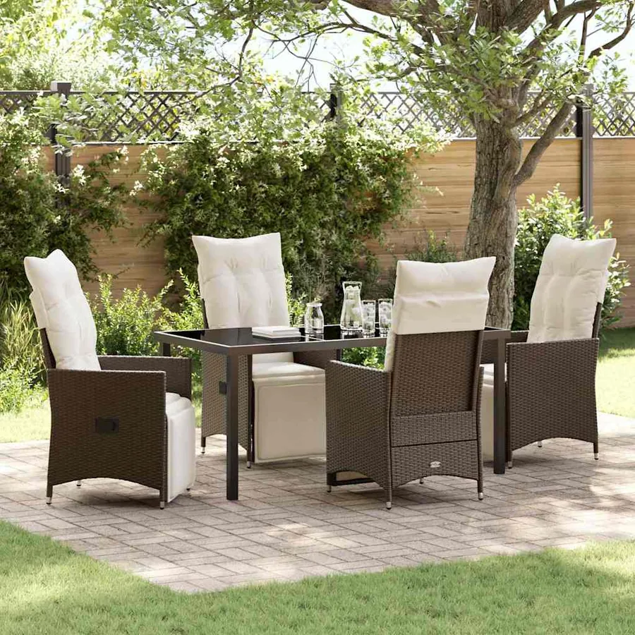 Ensemble de salle à manger pour jardin 5 pcs Marron polyrotin