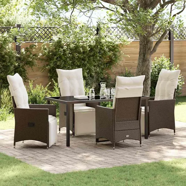 Ensemble de salle à manger pour jardin 5 pcs Marron polyrotin
