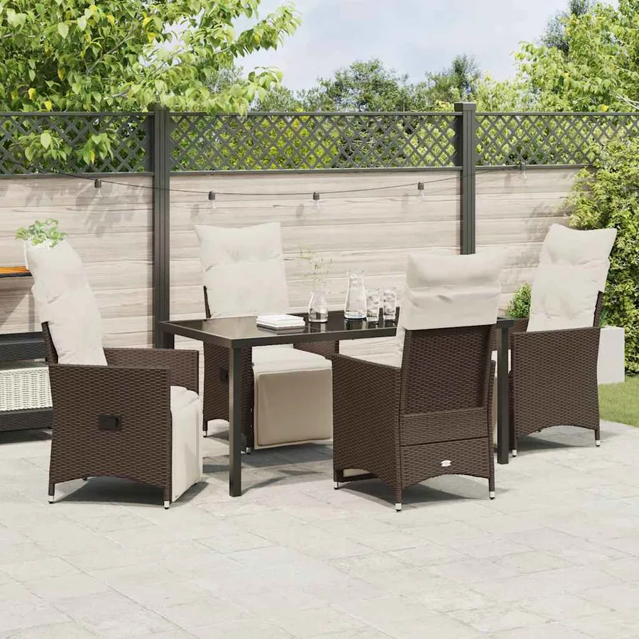 Ensemble de salle à manger pour jardin 5 pcs Marron polyrotin - 4