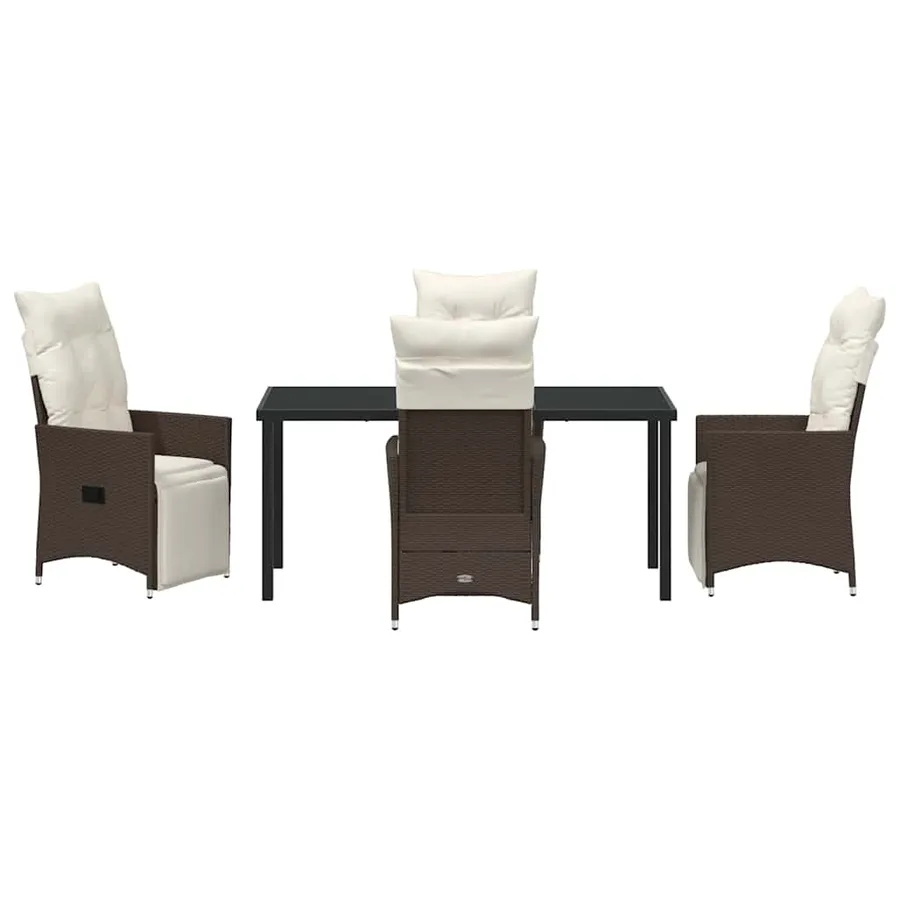 Ensemble de salle à manger pour jardin 5 pcs Marron polyrotin - 7