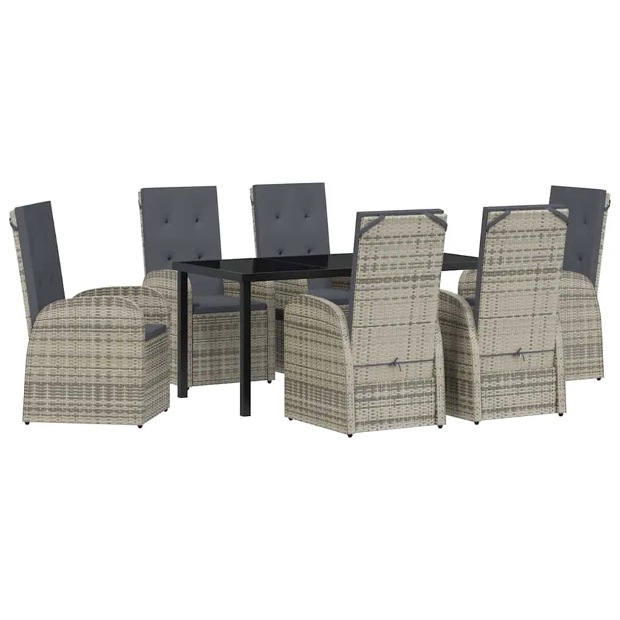 Ensemble de salle à manger pour jardin 7 pcs Gris polyrotin - 2