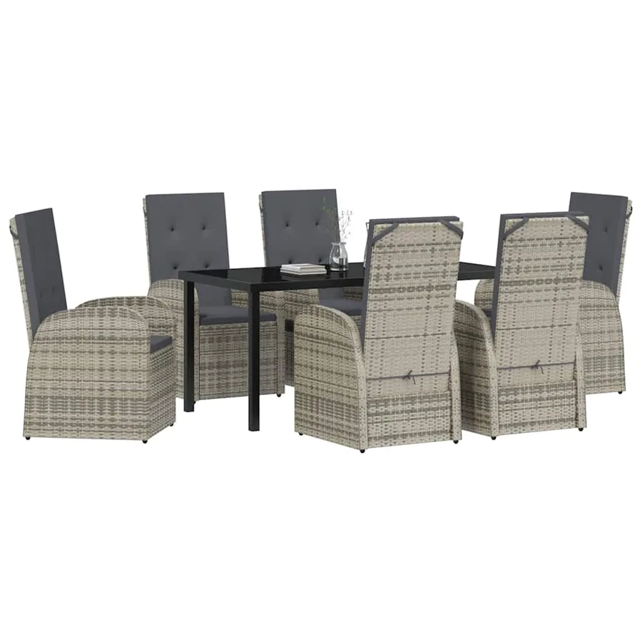 Ensemble de salle à manger pour jardin 7 pcs Gris polyrotin - 3