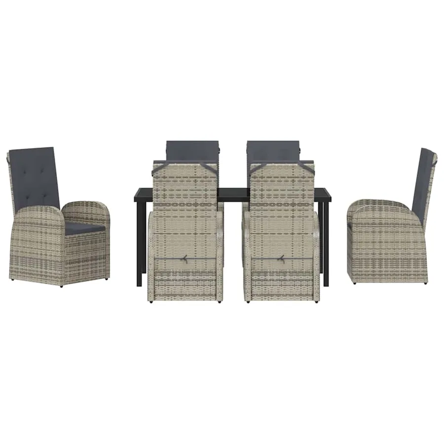 Ensemble de salle à manger pour jardin 7 pcs Gris polyrotin - 7
