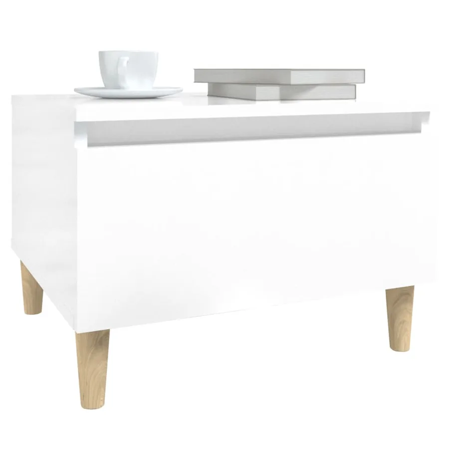 Tables d'appoint 2pcs Blanc brillant 50x46x35cm Bois ingénierie - 5