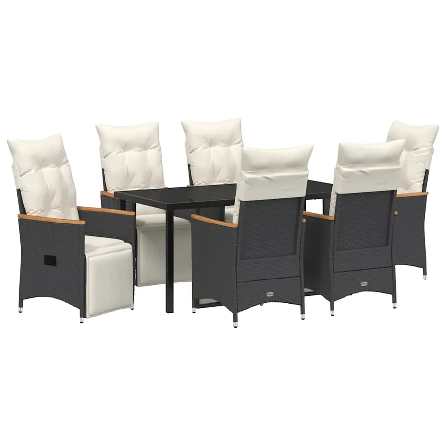 Ensemble de salle à manger pour jardin 7 pcs Noir polyrotin - 2