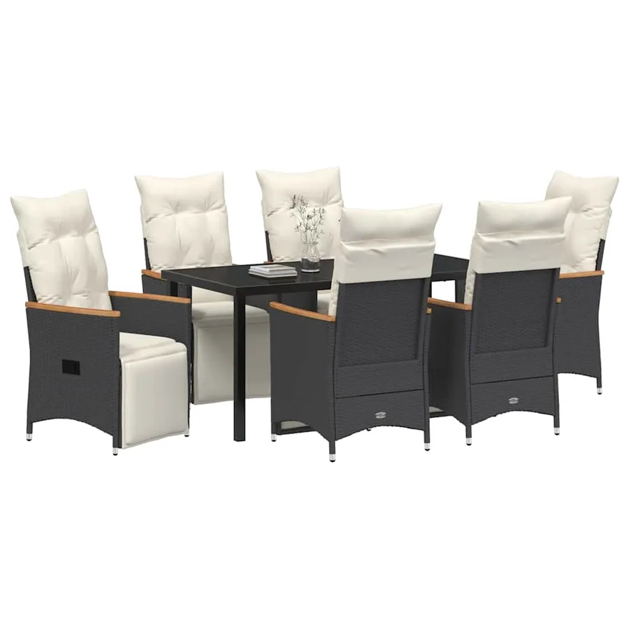 Ensemble de salle à manger pour jardin 7 pcs Noir polyrotin - 3