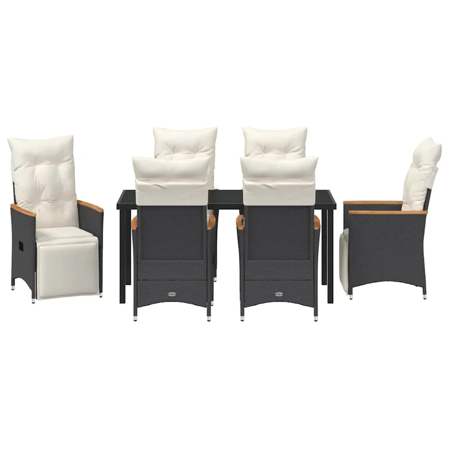 Ensemble de salle à manger pour jardin 7 pcs Noir polyrotin - 7