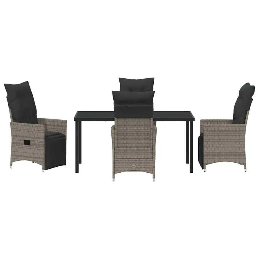 Ensemble de salle à manger pour jardin 5 pcs Gris polyrotin - 7