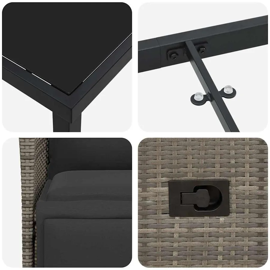 Ensemble de salle à manger pour jardin 5 pcs Gris polyrotin - 9