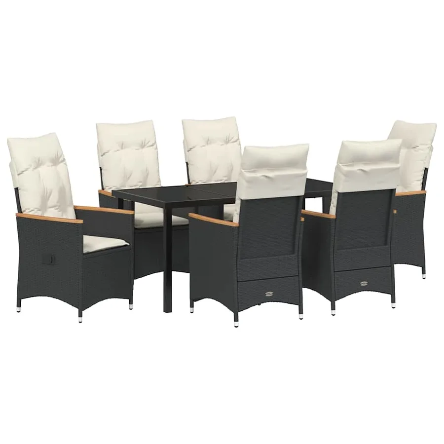 Ensemble de salle à manger pour jardin 7 pcs Noir polyrotin - 2