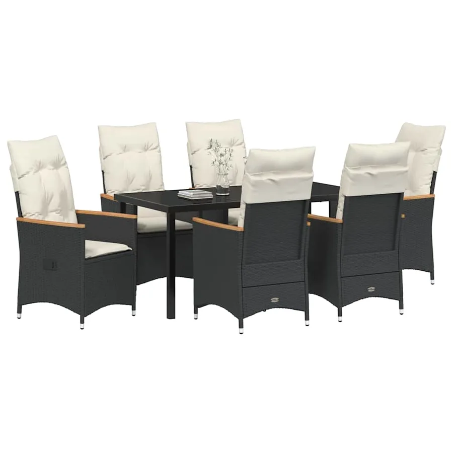 Ensemble de salle à manger pour jardin 7 pcs Noir polyrotin - 3