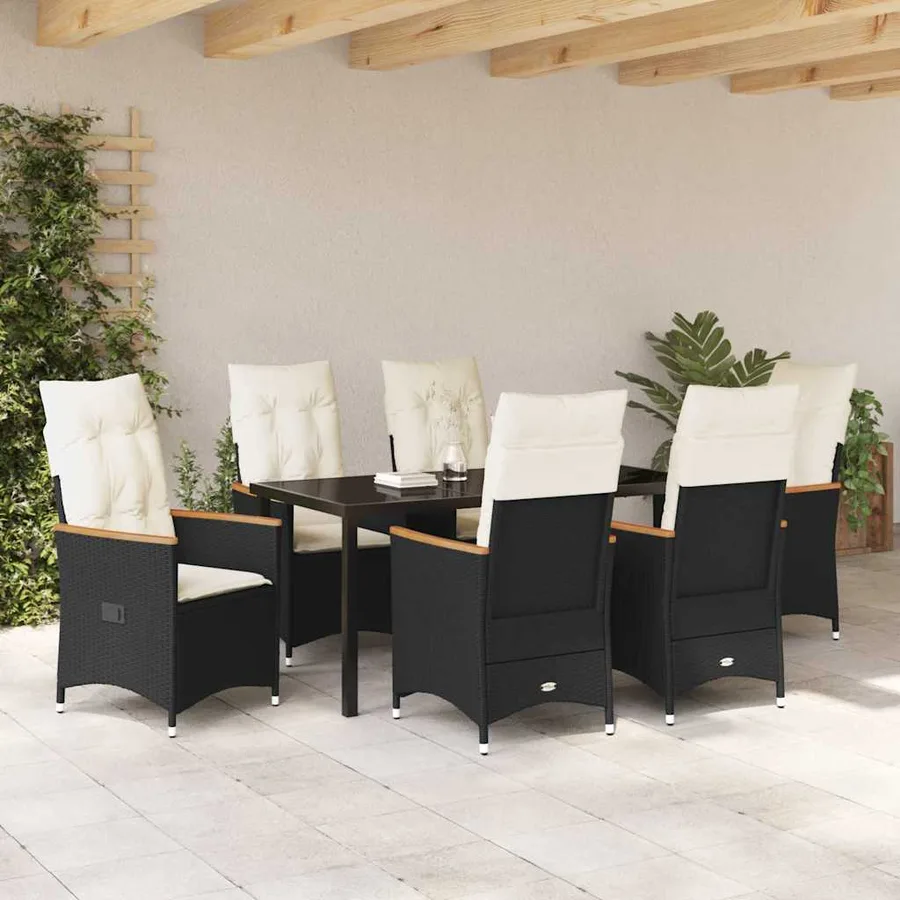 Ensemble de salle à manger pour jardin 7 pcs Noir polyrotin - 4