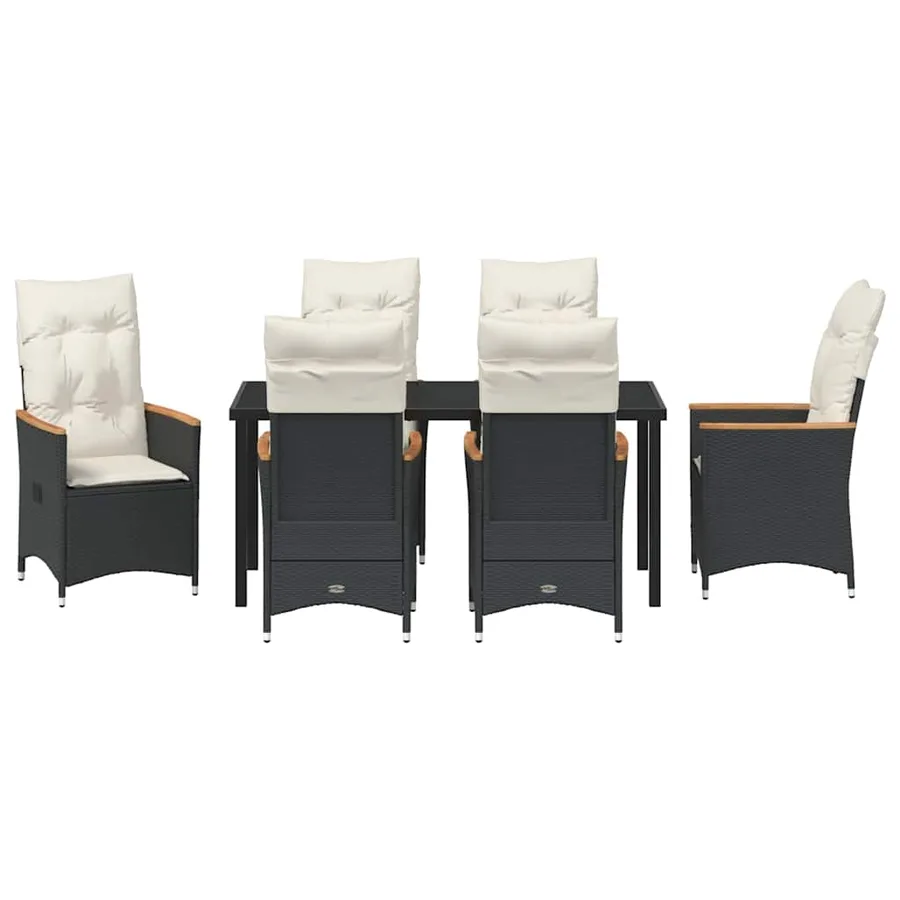 Ensemble de salle à manger pour jardin 7 pcs Noir polyrotin - 7