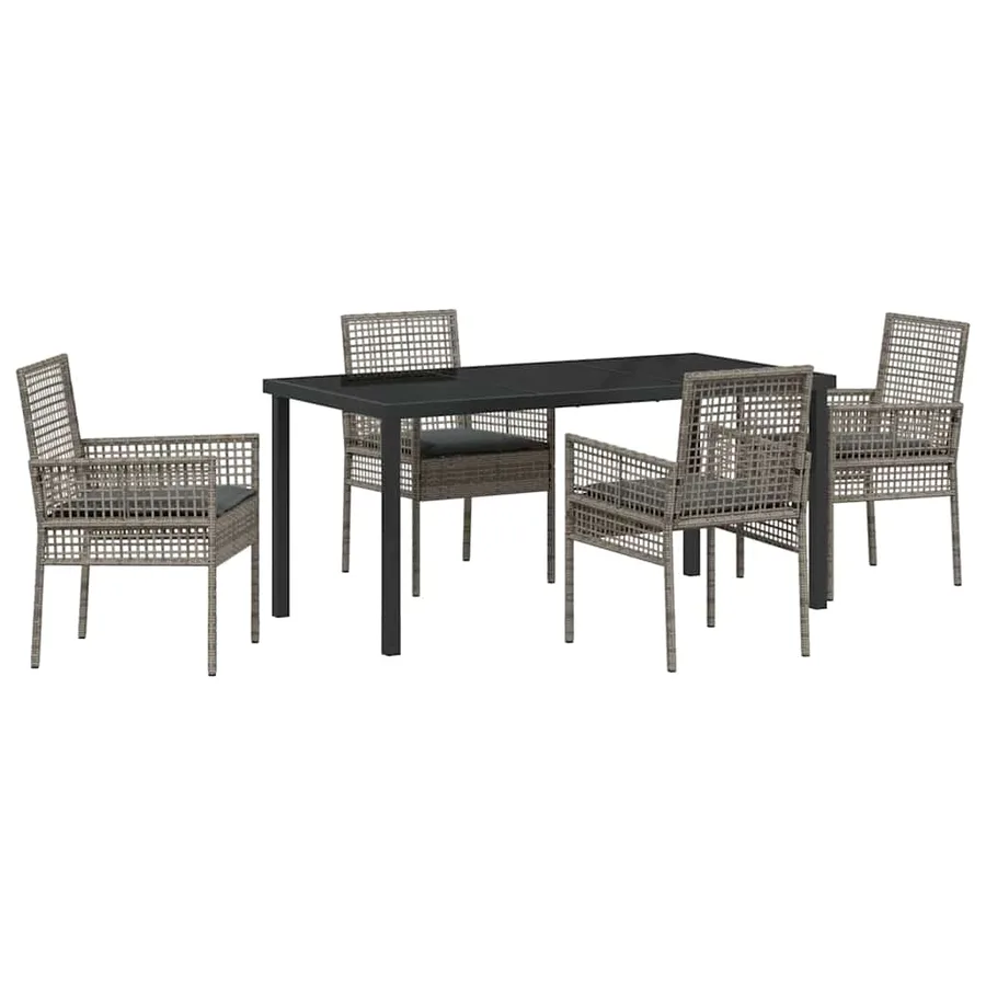 Ensemble de salle à manger pour jardin 5 pcs Gris polyrotin - 2