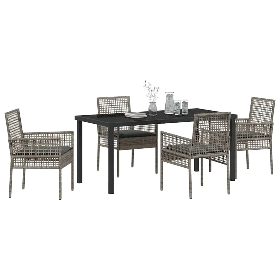 Ensemble de salle à manger pour jardin 5 pcs Gris polyrotin - 3