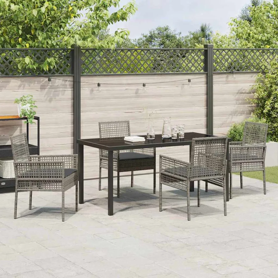 Ensemble de salle à manger pour jardin 5 pcs Gris polyrotin - 4