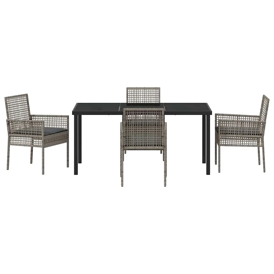 Ensemble de salle à manger pour jardin 5 pcs Gris polyrotin - 7