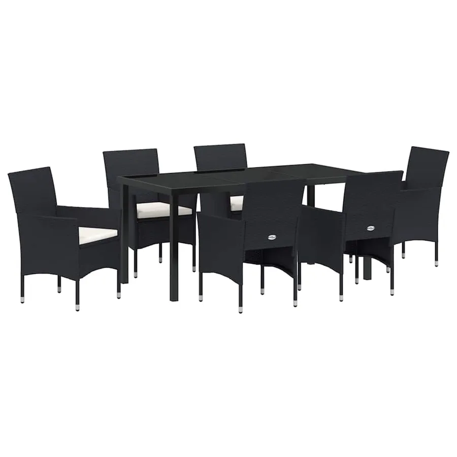 Ensemble de salle à manger pour jardin 7 pcs Noir polyrotin - 2