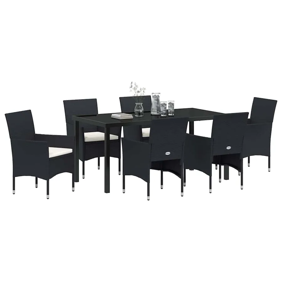 Ensemble de salle à manger pour jardin 7 pcs Noir polyrotin - 3