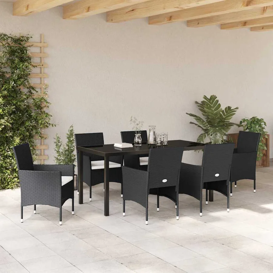 Ensemble de salle à manger pour jardin 7 pcs Noir polyrotin - 4