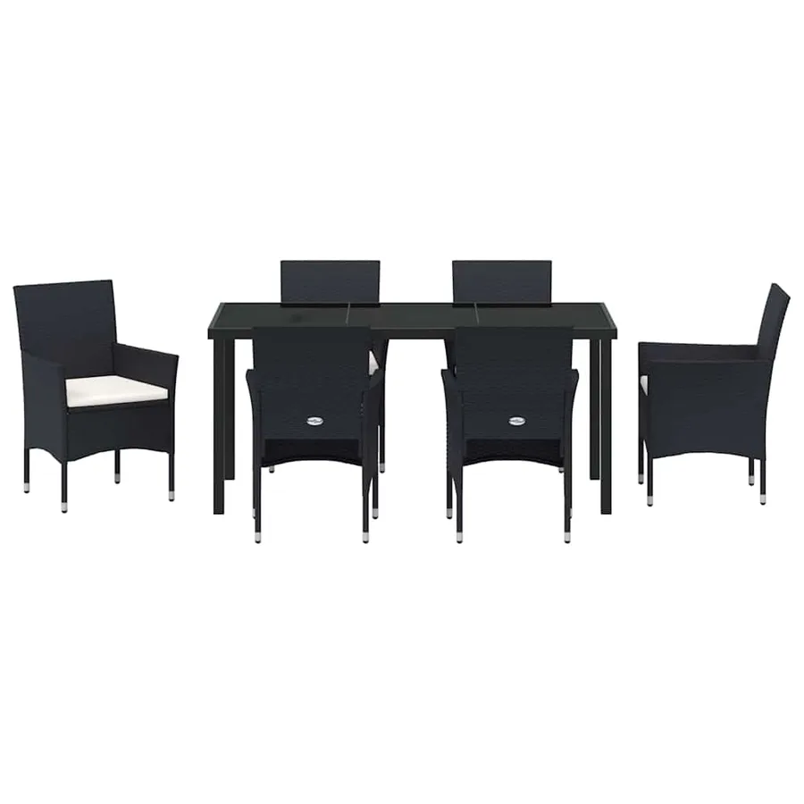 Ensemble de salle à manger pour jardin 7 pcs Noir polyrotin - 7