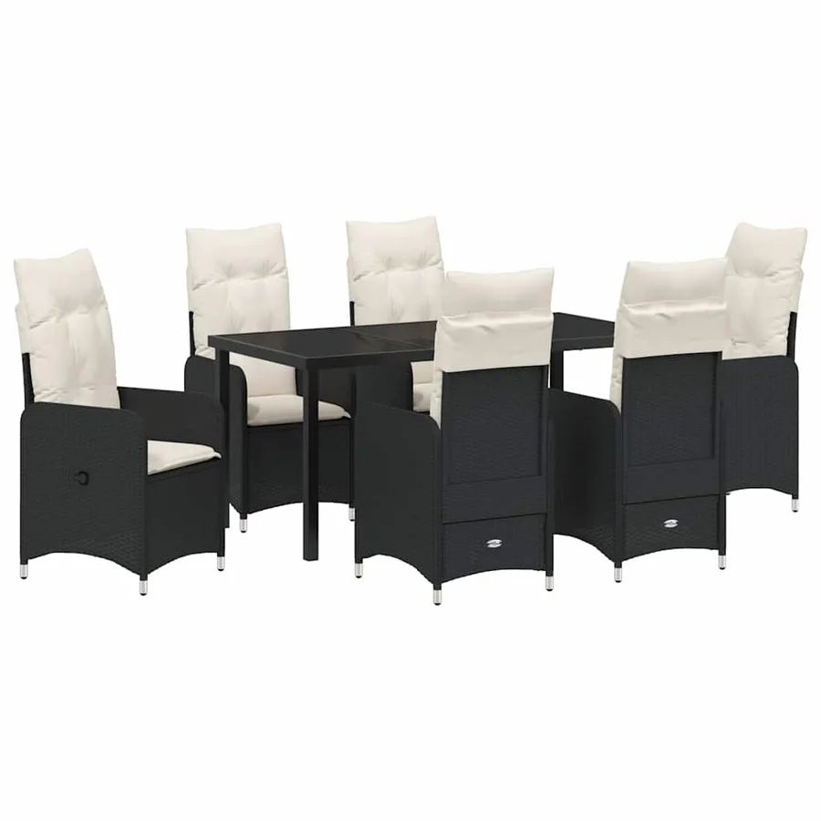 Ensemble de salle à manger pour jardin 7 pcs Noir polyrotin - 2