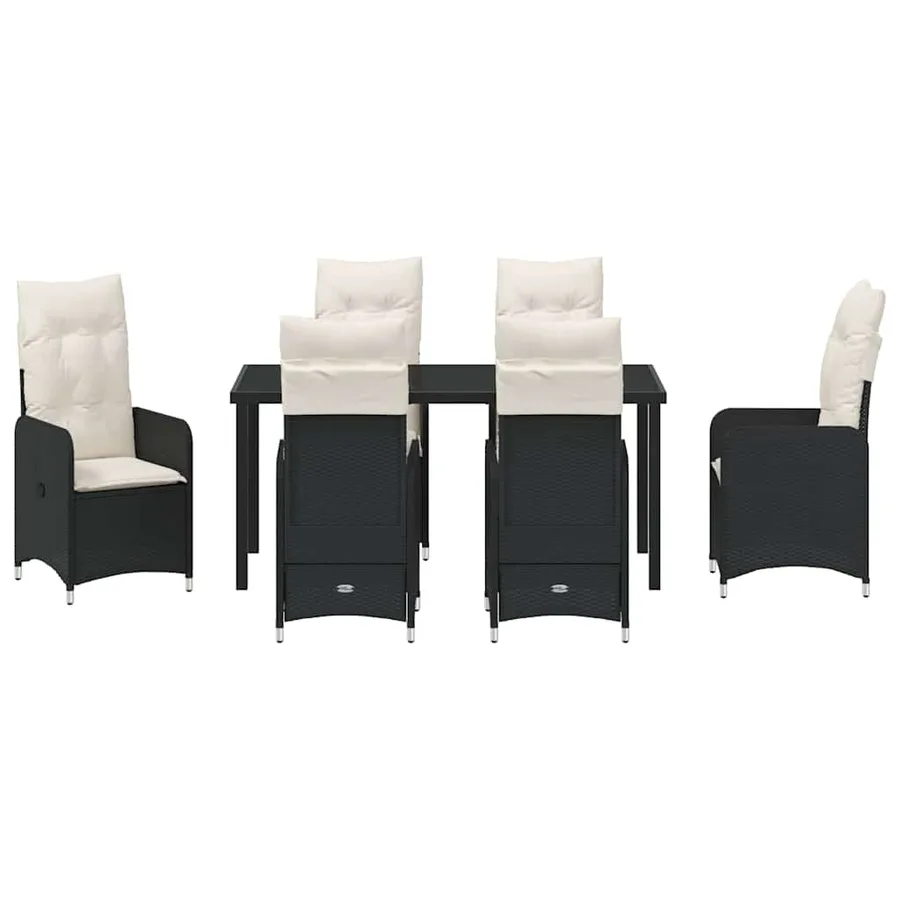 Ensemble de salle à manger pour jardin 7 pcs Noir polyrotin - 7
