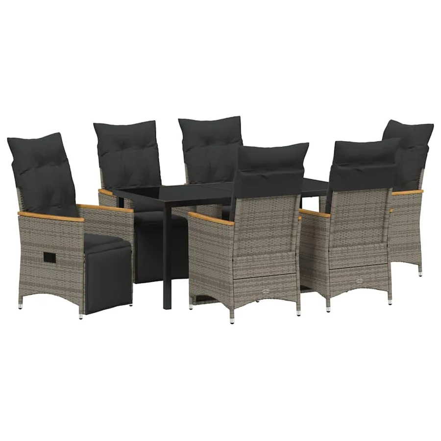 Ensemble de salle à manger pour jardin 7 pcs Gris polyrotin - 2