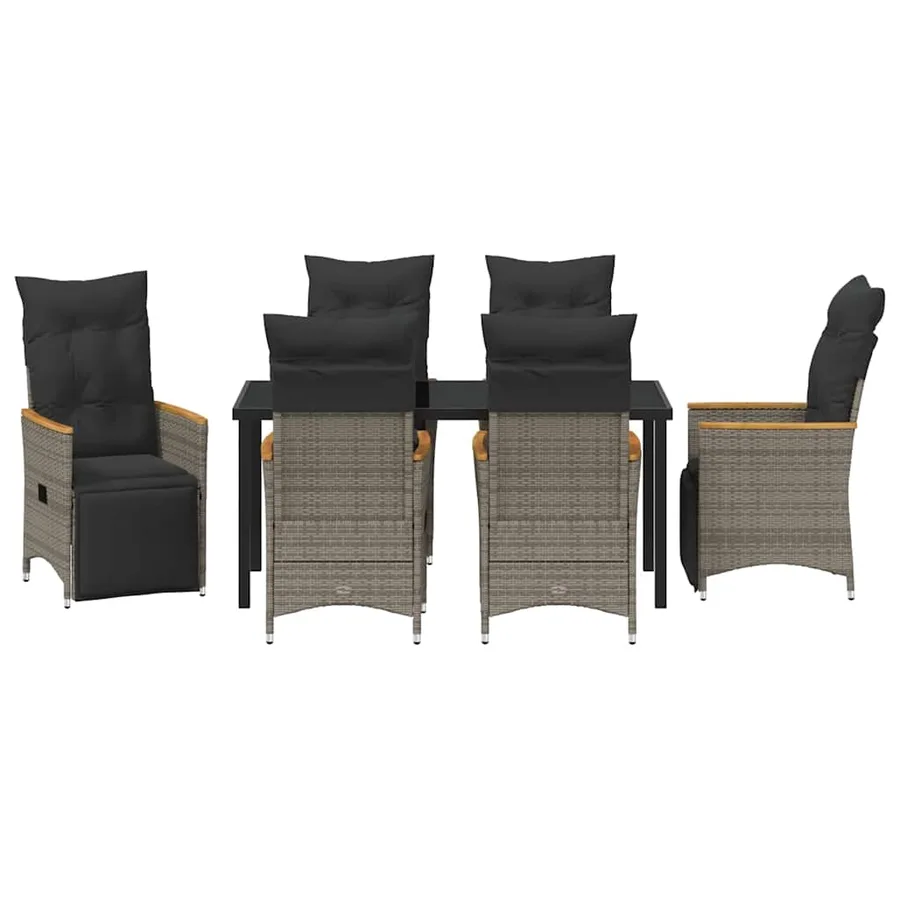 Ensemble de salle à manger pour jardin 7 pcs Gris polyrotin - 7