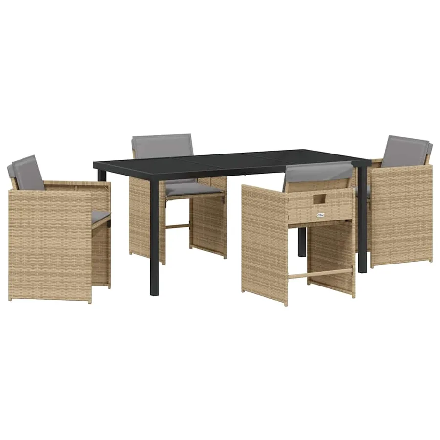Ensemble de salle à manger pour jardin 5 pcs Beige polyrotin - 2
