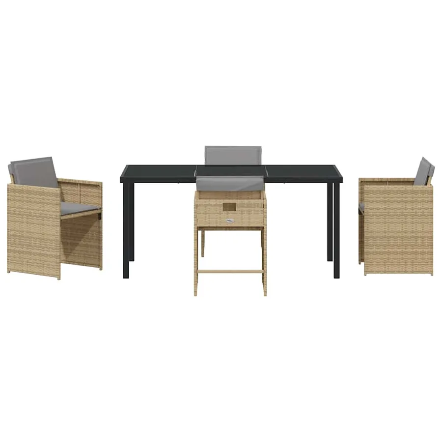 Ensemble de salle à manger pour jardin 5 pcs Beige polyrotin - 7
